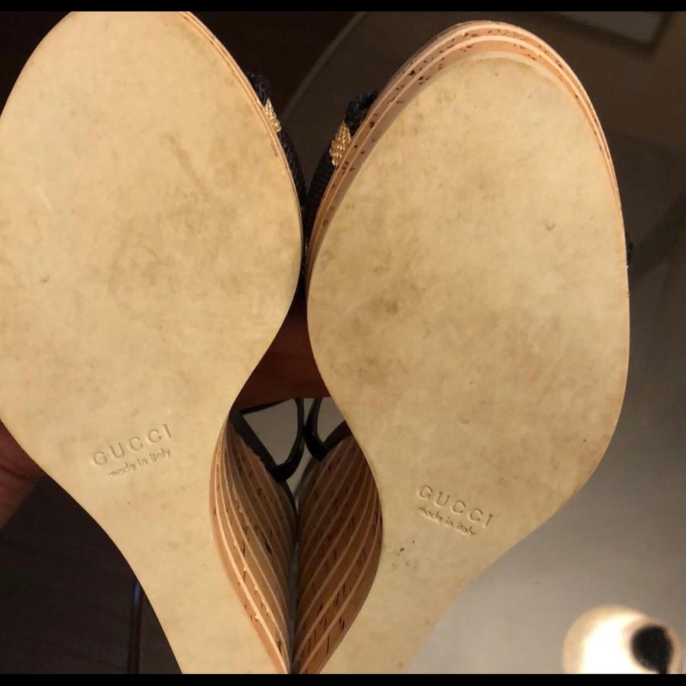 Navy blue & Gold Gucci cork wedges size 36 - Picture 6 of 8